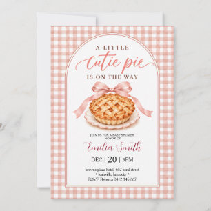 Cutie Pie Pink Gingham Arch Baby Shower Invitation