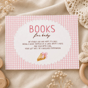 Cutie Pie Pink gingham Baby Shower Books for baby Enclosure Card