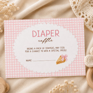 Cutie Pie Pink gingham Baby Shower diaper raffle Enclosure Card