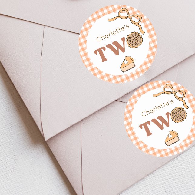 Cutie Pie Pumpkin 2nd Birthday Classic Round Sticker (Creator Uploaded)