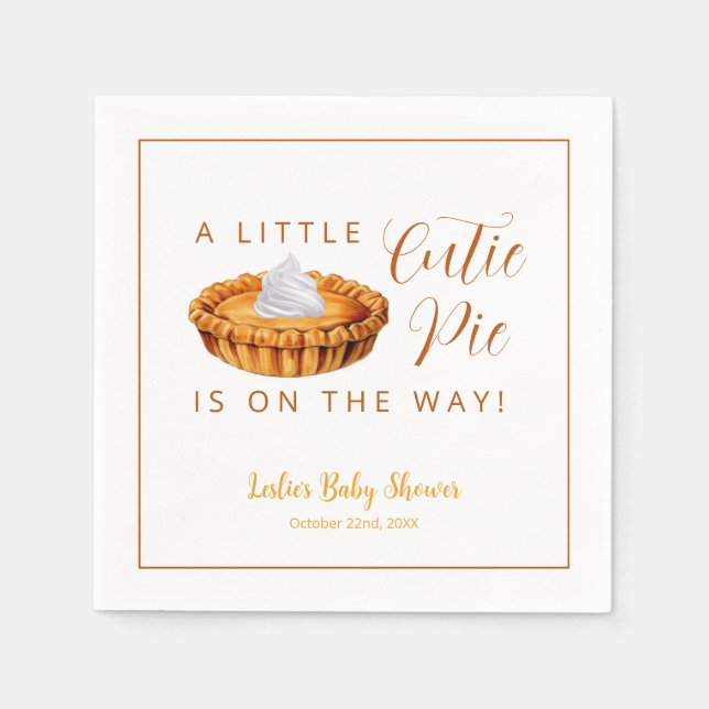 Cutie Pie Pumpkin Baby Shower Napkins (Front)