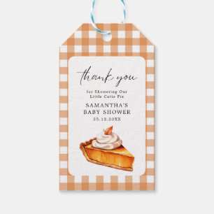Cutie Pie Pumpkin Fall Baby Shower Gingham Gift Tags