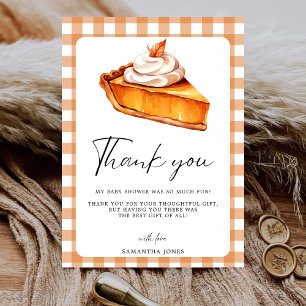 Cutie Pie Pumpkin Fall Baby Shower Gingham Thank You Card