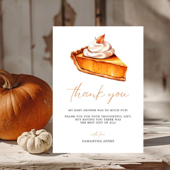 Cutie Pie Pumpkin Fall Baby Shower  Thank You Card (Creator Uploaded)