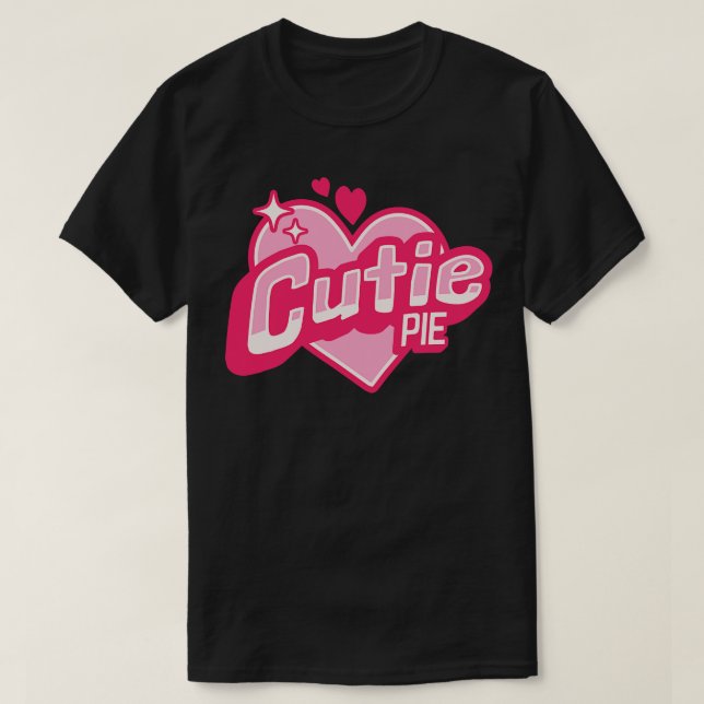 Cutie Pie Sparkle Pink Heart Badge T-Shirt (Design Front)