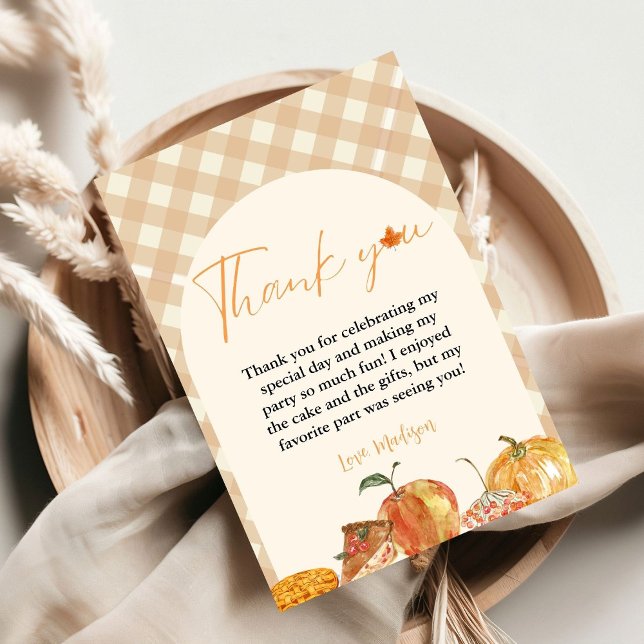 Cutie Pie Thanksgiving Birthday Thank you Card (Creator Uploaded)