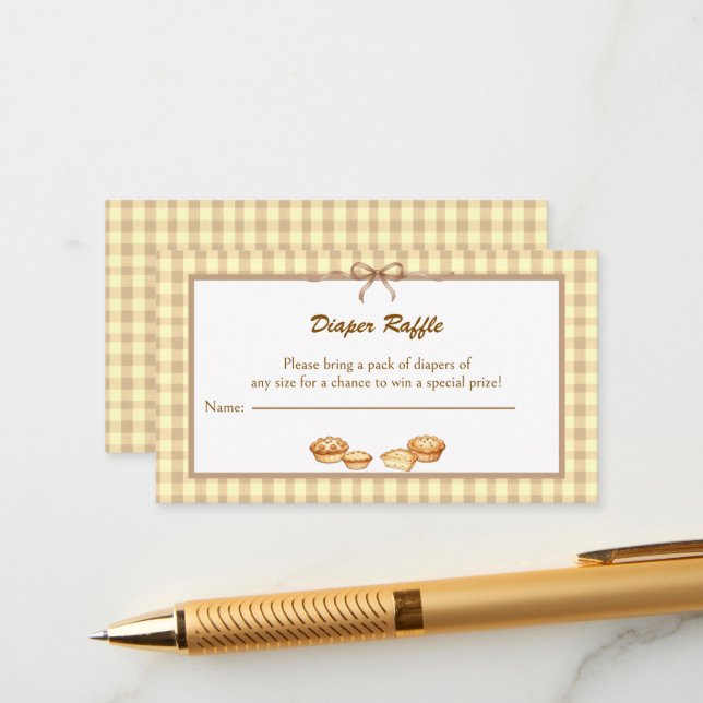 Cutie Pie Theme Diaper Raffle Enclosure Card  (Front/Back In Situ)