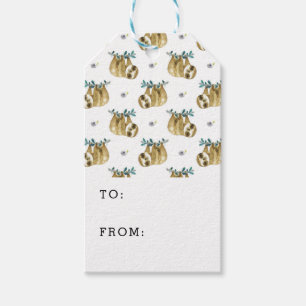 Cutie Pie Watercolor Sloth Pattern Gift Tags