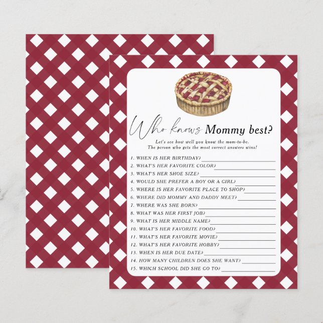 cutie pie - Who knows mummy best game (Front/Back)