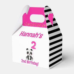 Cutie Pink Panda Bear Birthday Party Guest Favour Box