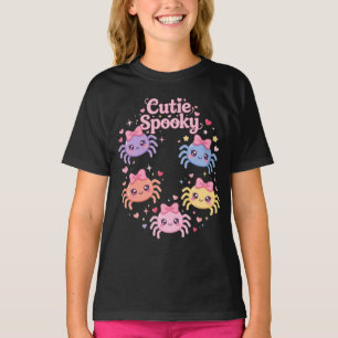 Cutie Spooky Spiders Pink Bow Hearts Stars Cute Ar T-Shirt