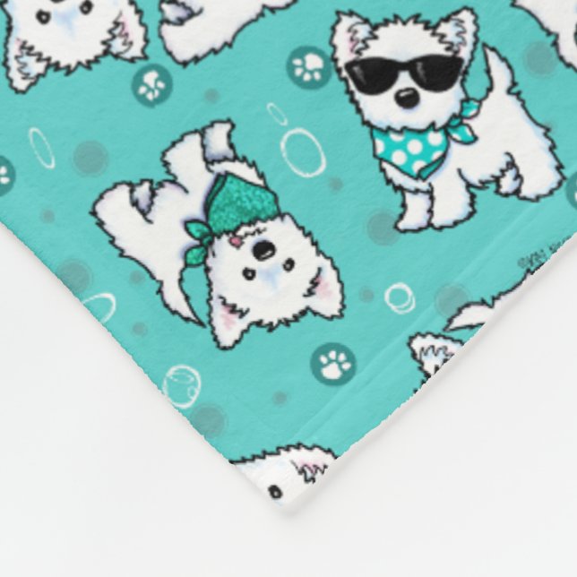 Cutieface Westies KiniArt  Fleece Blanket (Corner)