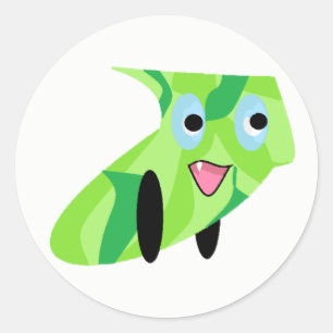 Cutieful Kids Art Design Cute Green Puppy Dog Classic Round Sticker