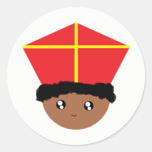 Cutieful Kids Art St. Nicholas Mitre Zwarte Piet Classic Round Sticker