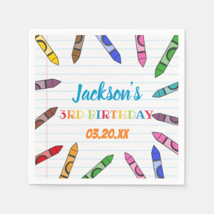 Cuties Crayon Art Paper Colourful Party Birthday Napkin