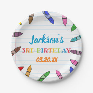 Cuties Crayon Art Paper Colourful Party Birthday Plate