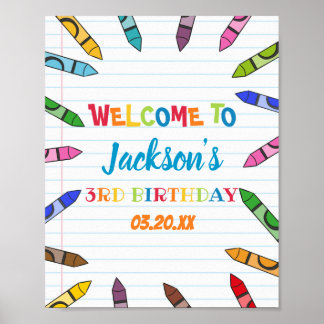 Cuties Crayon Art Paper Colourful Party Birthday Poster