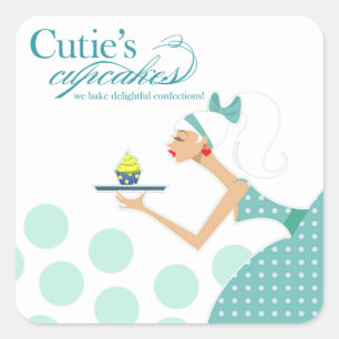 Cutie's Cupcakes - Confections Desserts Pastries Square Sticker