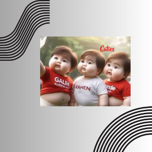 Cuties, Red and White Chubby Kids Decorative Cushion