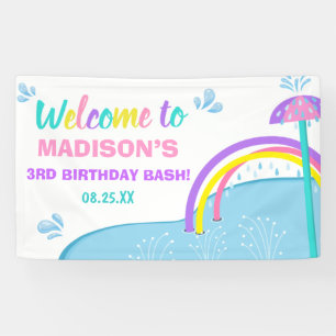 Cuties Splish Splash Pad Water Park Girl Birthday Banner