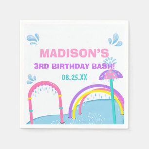 Cuties Splish Splash Pad Water Park Girl Birthday Napkin