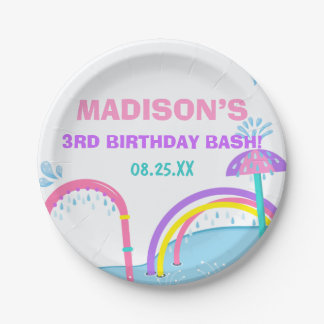 Cuties Splish Splash Pad Water Park Girl Birthday Paper Plate