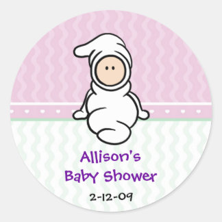 Cutietoots Baby in White Shower Favour Sticker