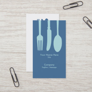 Cutlery Cafe Business Card (Dark Blue)