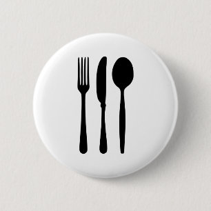 Cutlery - Fork - Knife - Spoon 6 Cm Round Badge