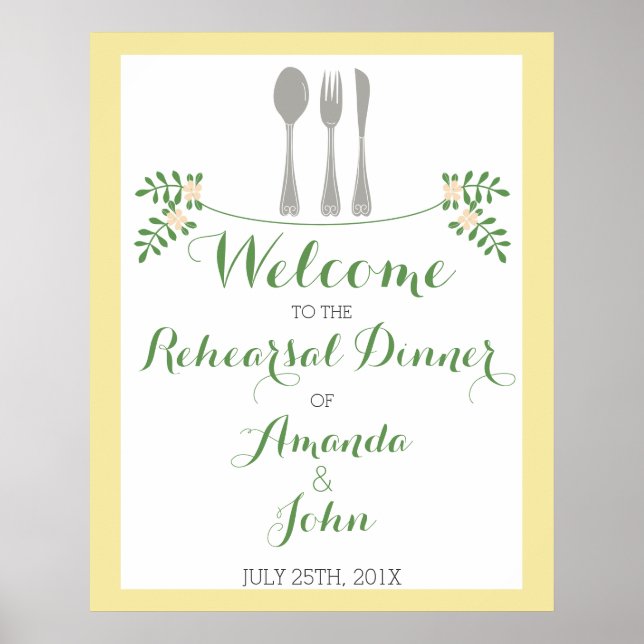 Cutlery Rehearsal Dinner Welcome Poster (Front)