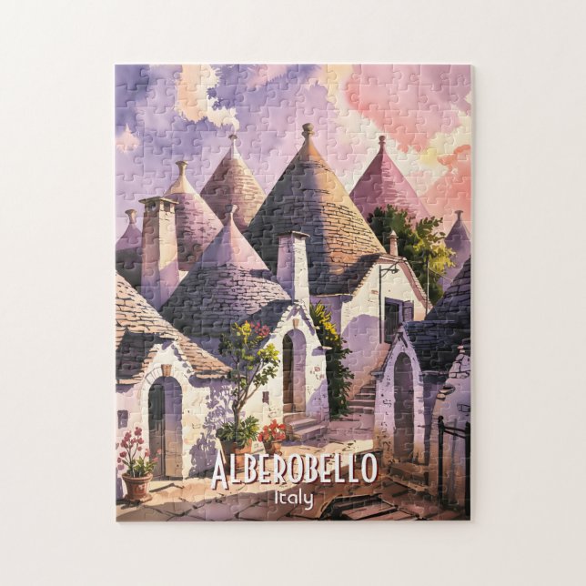 Cutom Alberobello Trulli Houses Italy Watercolor Jigsaw Puzzle (Vertical)