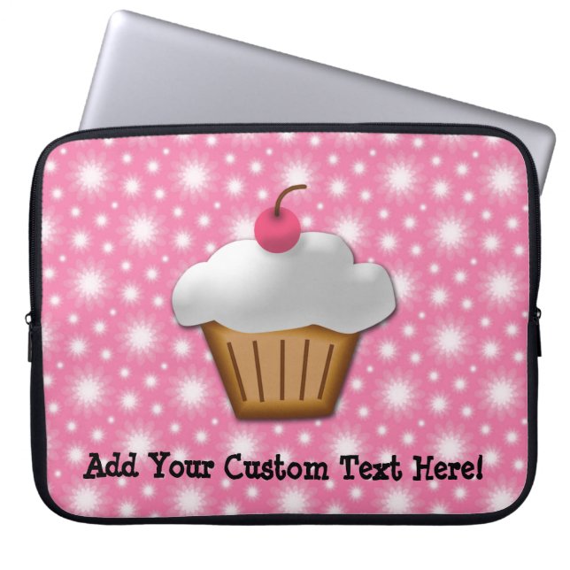 Cutout Cupcake with Pink Cherry on Top Laptop Sleeve (Front)
