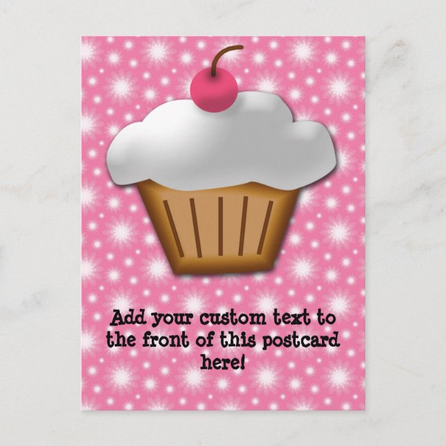 Cutout Cupcake with Pink Cherry on Top Postcard (Front)