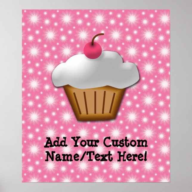 Cutout Cupcake with Pink Cherry on Top Poster (Front)