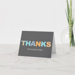 Cutout Letters Baby Thank You Card - Blue