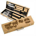 Cuts of Meat Personalised Bamboo BBQ Set<br><div class="desc">This personalised BBQ set is a great way to say Happy Fathers Day,  Happy Birthday or thank you to your Best Man and Groomsman! (Don't forget to get one for you too)! High quality bamboo laser engraves beautifully.</div>