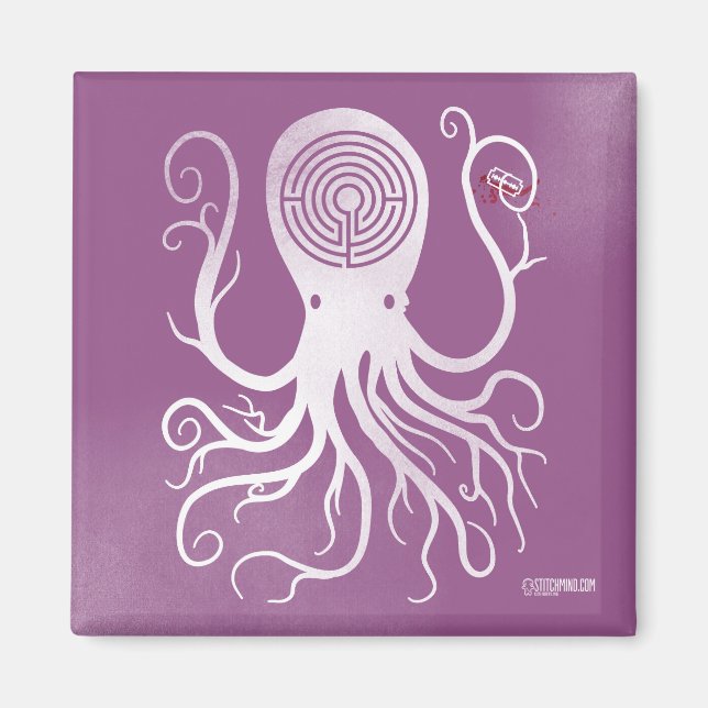 cuts pink magnet scary octopus (Front)