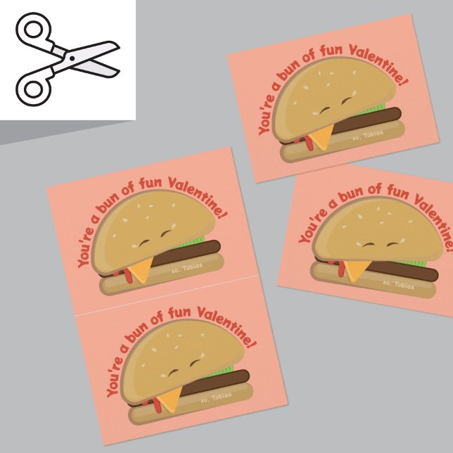 Cuttable Cheeseburger Kid's Valentine's Day Card (Creator Uploaded)