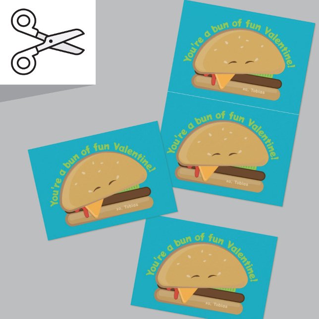 Cuttable Cheeseburger Kid's Valentine's Day Card (Creator Uploaded)