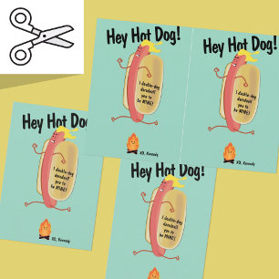Cuttable Fire Jumping Hot Dog Valentine's Day Card