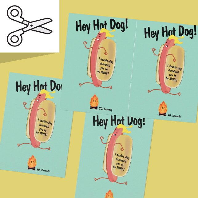 Cuttable Fire Jumping Hot Dog Valentine's Day Card (Creator Uploaded)