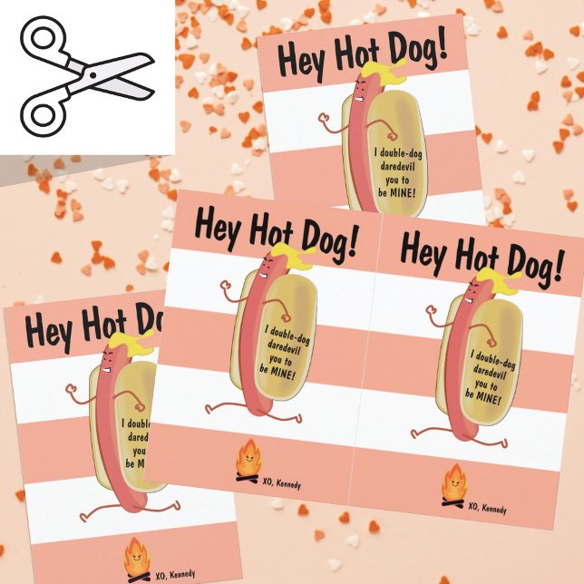 Cuttable Fire Jumping Hot Dog Valentine's Day Card (Creator Uploaded)