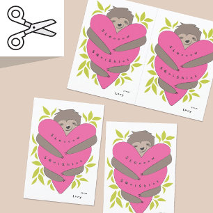 Cuttable Sloth Hugs Valentine's Day Card Pair