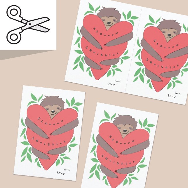 Cuttable Sloth Hugs Valentine's Day Card Pair (Creator Uploaded)