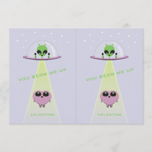 Cuttable UFO Kids Valentine Cards Purple