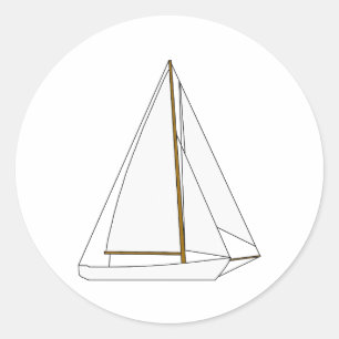 Cutter Sailboat Illustration Classic Round Sticker