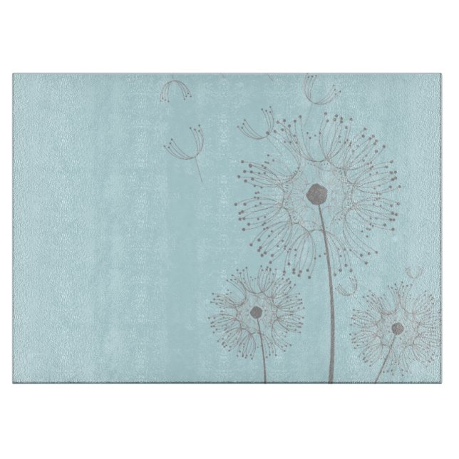 cutting board Aqua Dandelion flowers (Front)