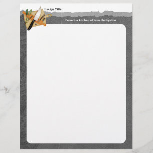 Cutting board chefs knife herbs recipe letterhead