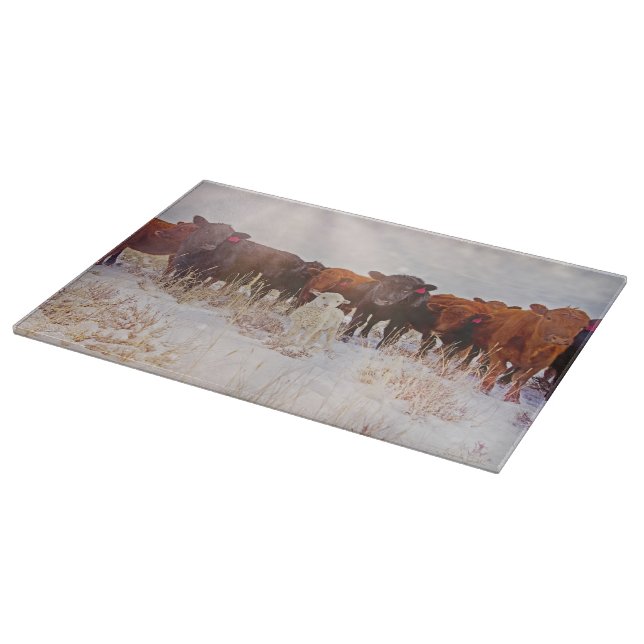 Cutting Board Glass Western Cattle (Corner)