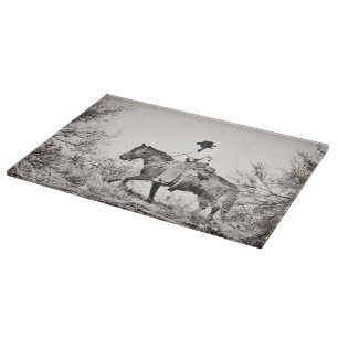 Cutting Board Glass Western Cowboy